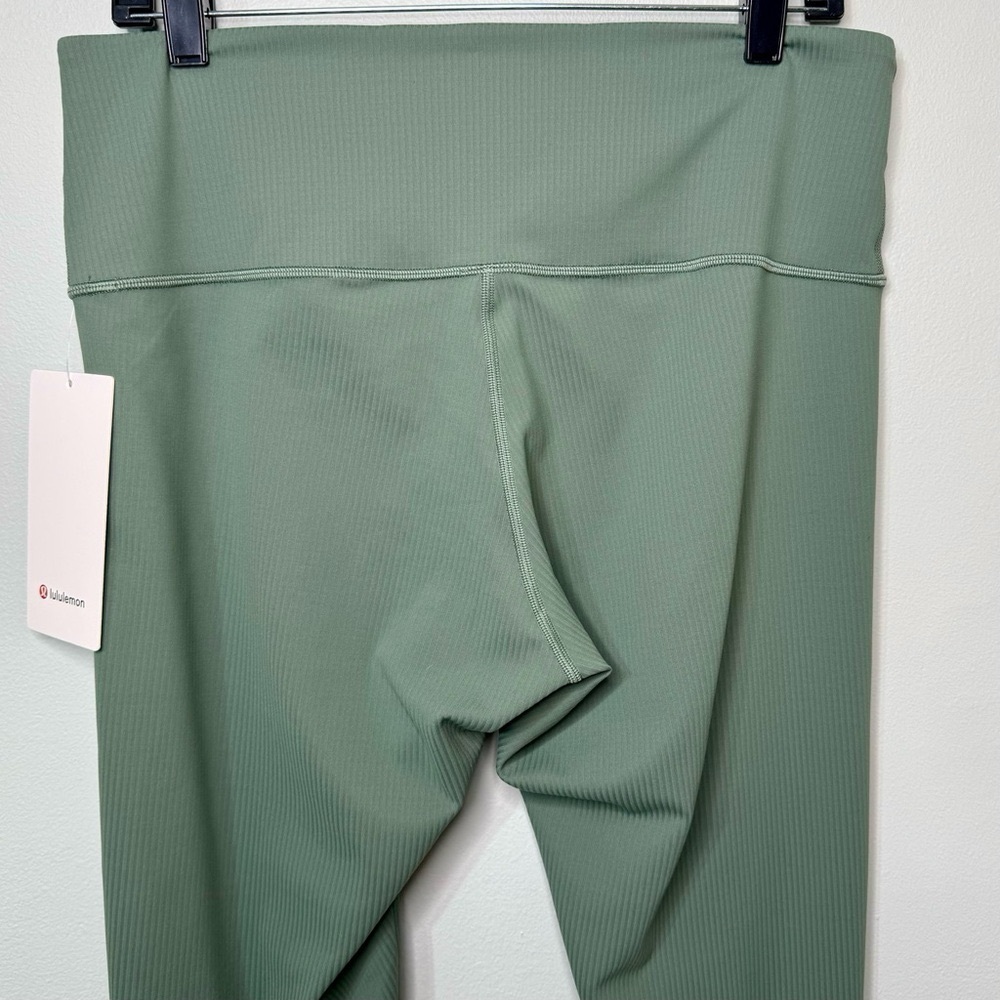 Lululemon Wunder Train Ribbed High Rise Tight Leggings Grey Eucalyptus 12 14 NWT - Picture 9 of 12
